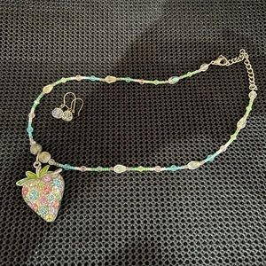 Crystal Strawberry Necklace and earrings